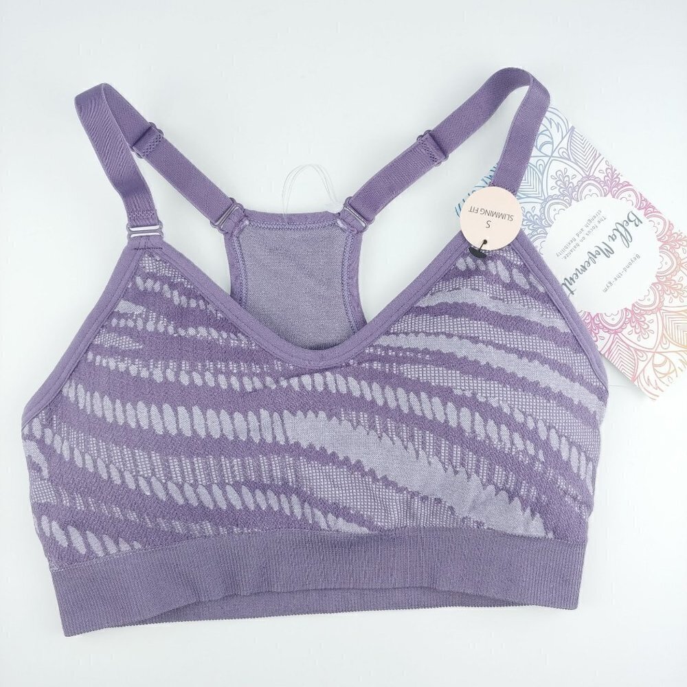 Bella Movement NWT‎ Racer Back Sports Bra S Purple Seamless Pullover Activewear